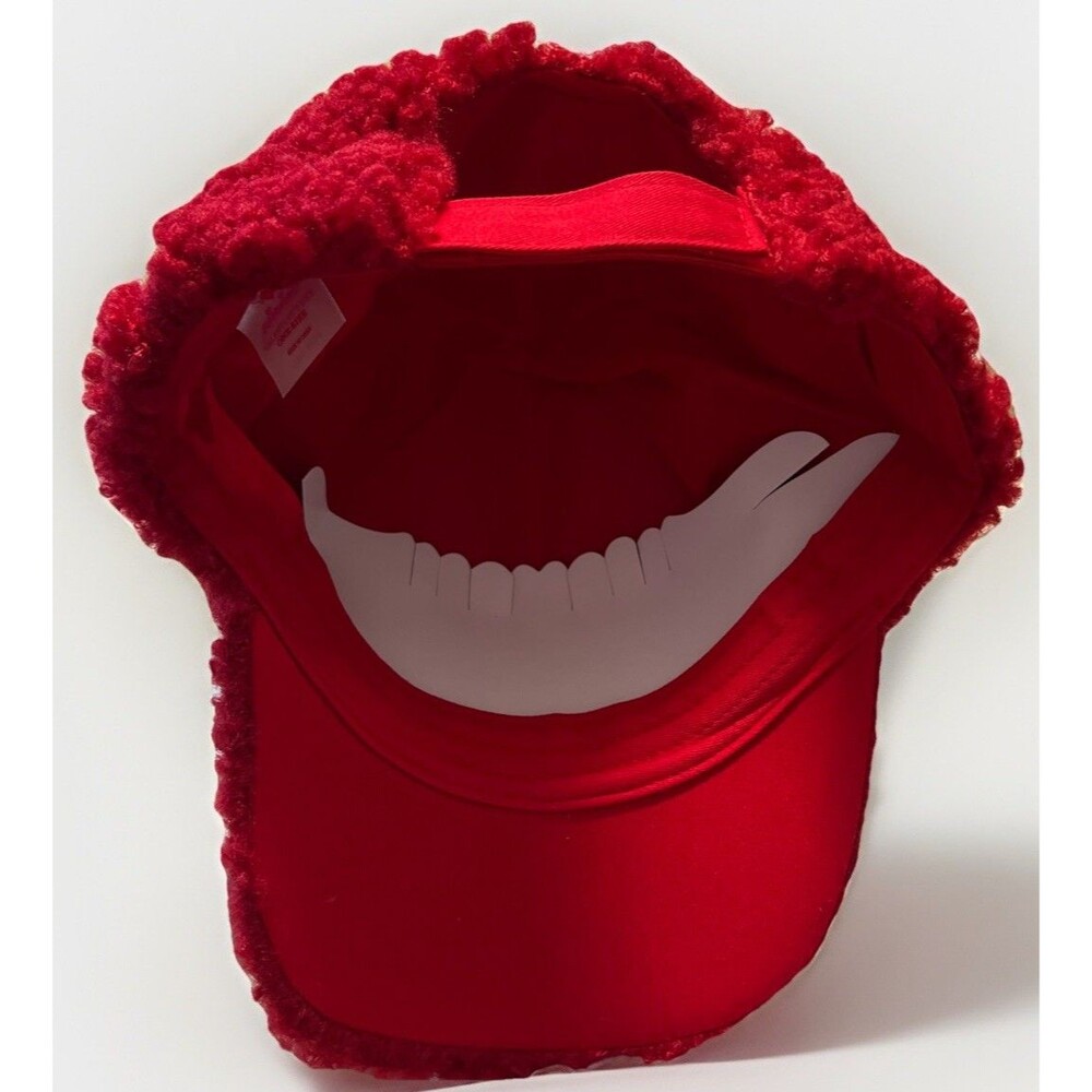 Way to Celebrate Red Sherpa Bear Baseball Cap Hat Strap back OS Adjustable - Picture 5 of 6